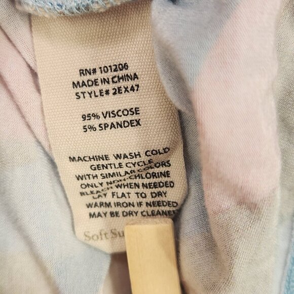 Soft Surroundings Tunic Women's L Floral Palm Leaves 3/4 Sleeve Scoop Neck Blue - Picture 7 of 7